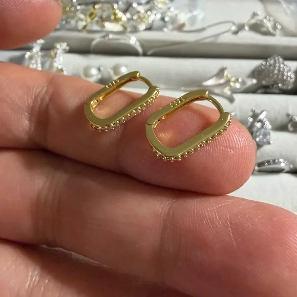 Elegant Gold and Silver Women's Earrings - Picture 2 of 2